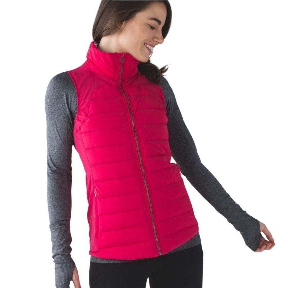 Lululemon Fluffed Up Goose Down Puffer Vest Size 4 Boom Juice Pink Lightwei